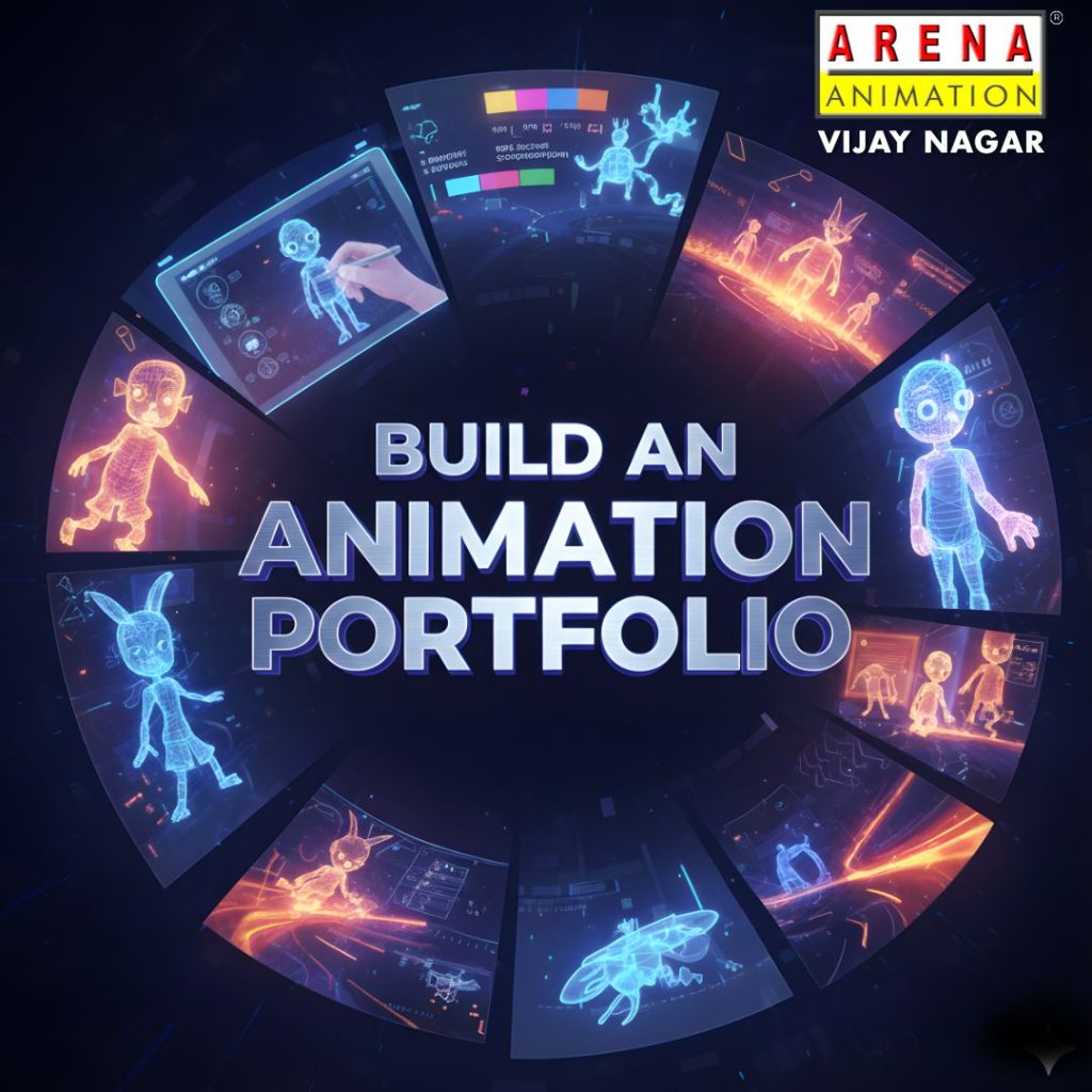 Animation portfolio creation training at Arena Animation Vijay Nagar Indore showcasing 2D 3D animation and VFX projects