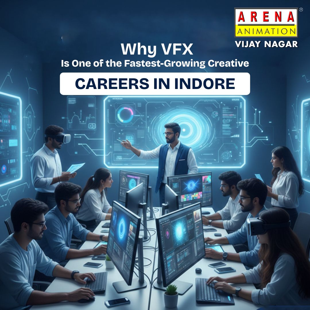 VFX career growth in Indore showing visual effects artists working in animation and film studios
